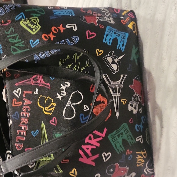 Karl Lagerfeld Black Multi Color Tote - Picture 7 of 16